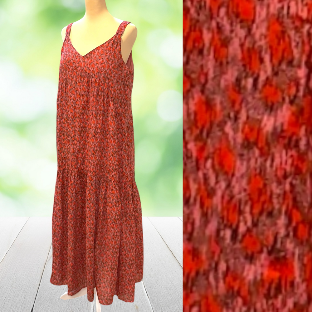 JOIE Tiered Maxi Sundress Boho Cottagecore 100% Cotton Lined V-Neck Size S